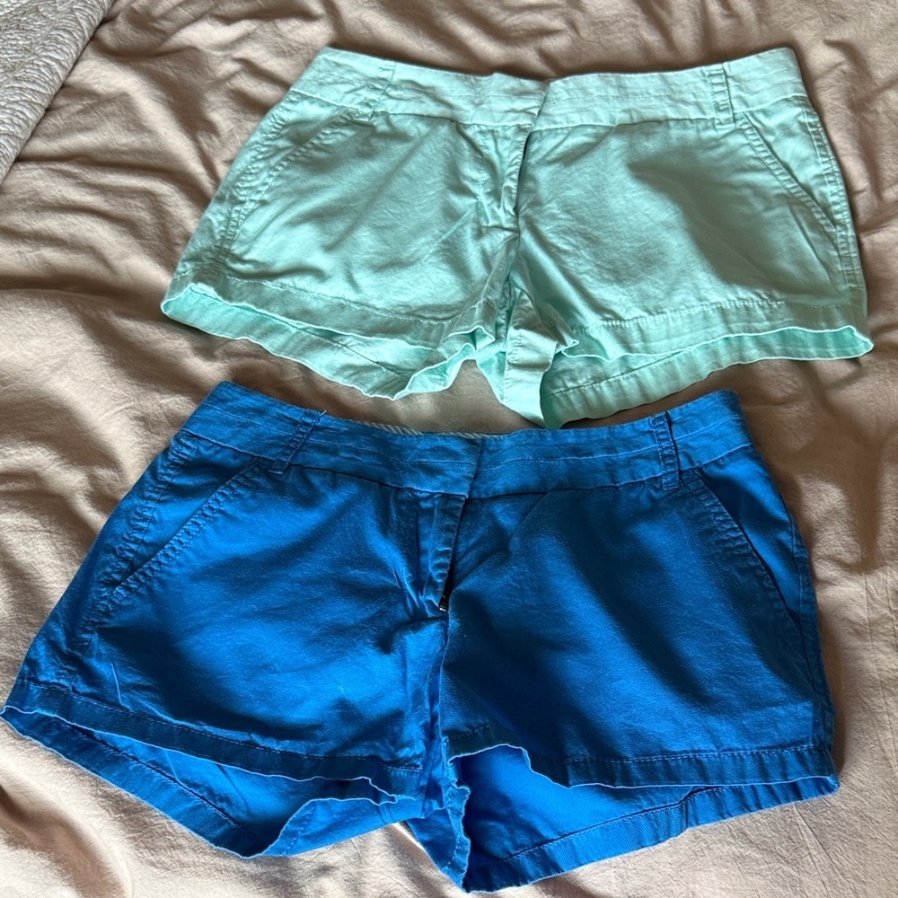 J. Crew Mint and Teal Cotton Shorts Duo